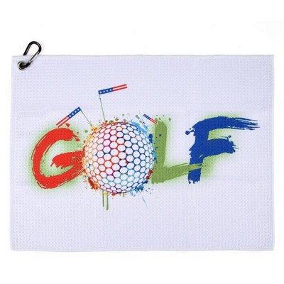 16*24" Sublimated Waffle Golf Towel With Carabiner