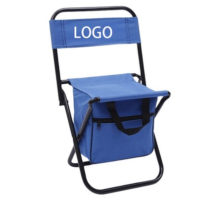 Blue Oxford Cloth Folding Chair with Backrest and Storage Bag
