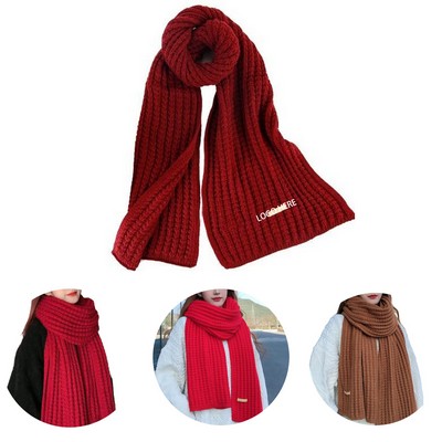 Women Ribbed Knit Scarf Winter Warm Long Big Wrap Cashmere Wool Thick Large Chunky Scarf