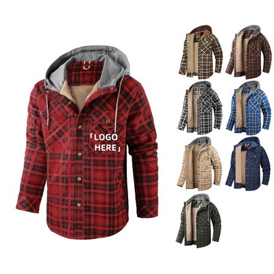 Thickened Hooded Plaid Cotton Padded Jacket