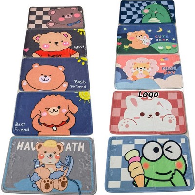 Soft Plush Animal Print Kids Floor Mat for Bedroom and Play Area