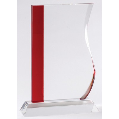 Red Wave Glass Award, 8 1/2"H