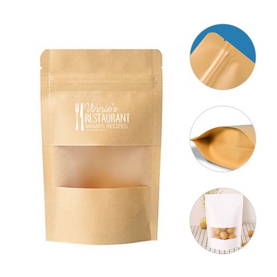 Kraft Resealable Stand Up Bag with Window
