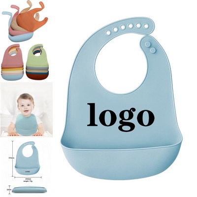 Food-Grade Baby Bib With Wide Catch Pocket