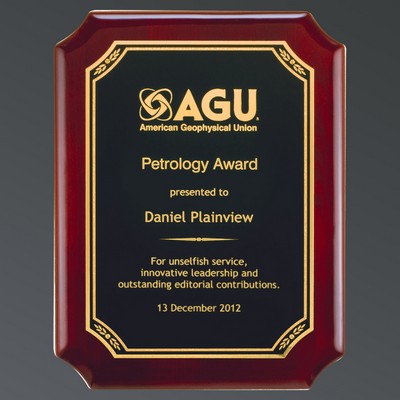 Rosewood Piano Finish with Notched Corners, Black Brass/Florentine Leaf, X-Large (11"x15")