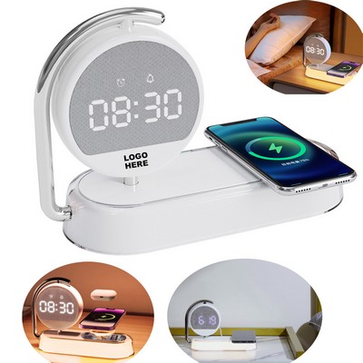 Promotional Bedroom Night Light 3-in-1 Wireless Charging Alarm Clock with LED Display
