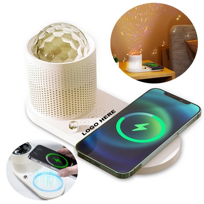 4-in-1 Wireless Charging Bluetooth Speaker with Star Projector and Night Light