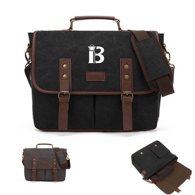 Waterproof Vintage Leather Briefcase Messenger shoulder bag