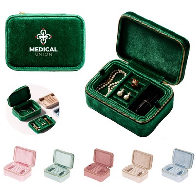 Plush Velvet Jewelry Box Travel Jewelry Case Organizer