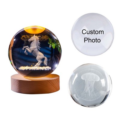 Custom 3D Photo Crystal Ball With Light Base