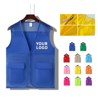 Polyester Mesh Volunteer Vest with Pockets