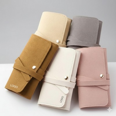 Microfiber Jewelry Roll Multifunctional Earring Ring Bracelet Storage Case