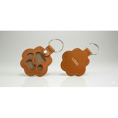 PU Dog Paw Keychain Pet Hair Storage Bag Fur Keeper Key Ring