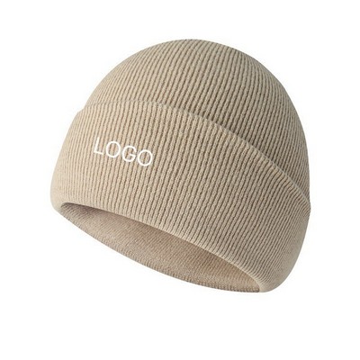 Autumn Winter Knitted Beanie Warm Acrylic Yarn Hat Unisex Soft Thermal Knit Cap Outdoor Wear