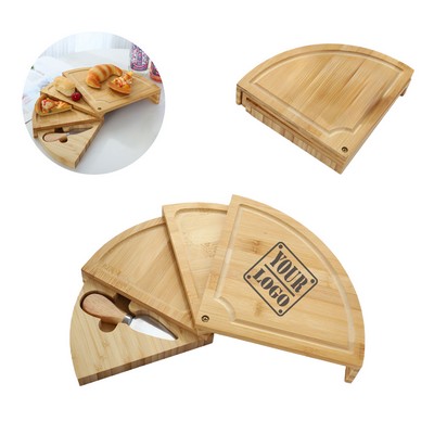 Bamboo Rotating Charcuterie Cheese Board and Knife Set