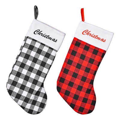 Large Plaid Christmas Holiday Hanging Stockings