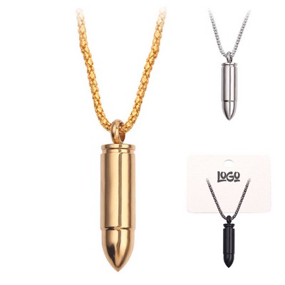 Stainless Steel Bullet Pendant Necklace
