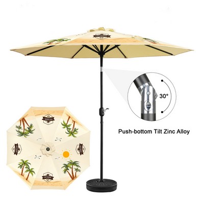 9' Heavy-duty Aluminum Market Umbrella w/ Crank Lift and Tilt