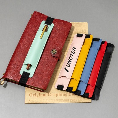 Elastic Strap Pen Holder - PU Leather Single Pen Pouch for Notebooks & Planners