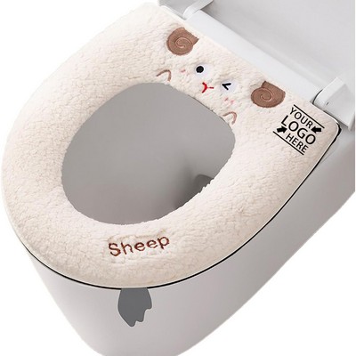 Warmer Toilet Seat Pads Zipper Cover Lifter Handle Washable