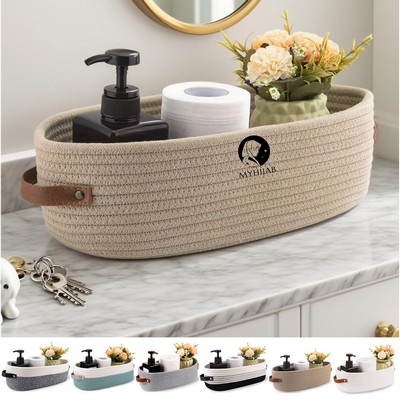Oval Cotton Rope Woven Bathroom Storage Basket