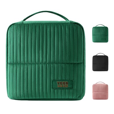 Velvet Multi Compartment Cosmetic Bag