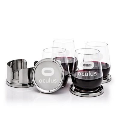 Baldoni Coasters & Germain Stemless Wine Set