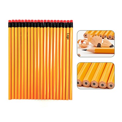 Woodcased HB Lead Hexagonal Yellow Pencils with Erasers