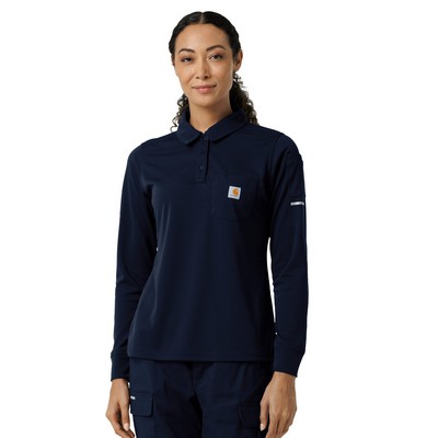 Carhartt Scrubs - Women's Three-Pocket Heavyweight Long Sleeve Polo Scrub Top