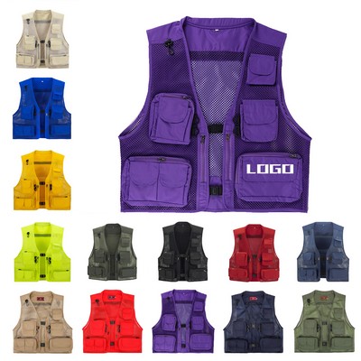 Unisex Ventilated Fishing Vest with Multi-Pockets