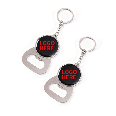 Compact Circular Bottle Opener Keyring
