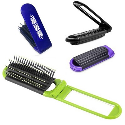Hair Brush Pocket Folding with Mirror