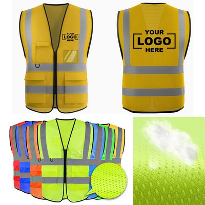Summer Night Safety High Visibility Multi Pocket Reflective Safety Vest