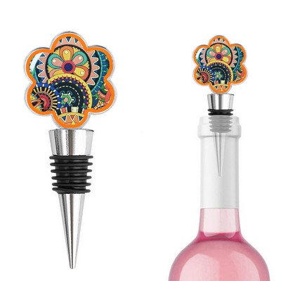 Flower Resin Sticker Metal Wine Stopper