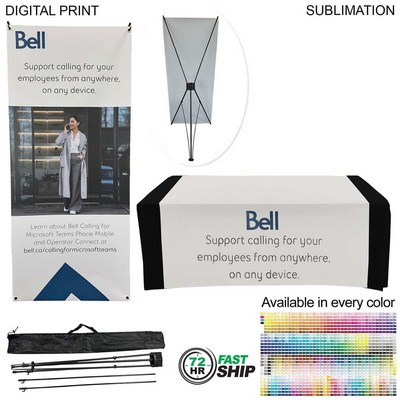 Tradeshow Package, Tripod Banner with Graphics DP787 + Sublimated Tablerunner SU622, Easy to setup