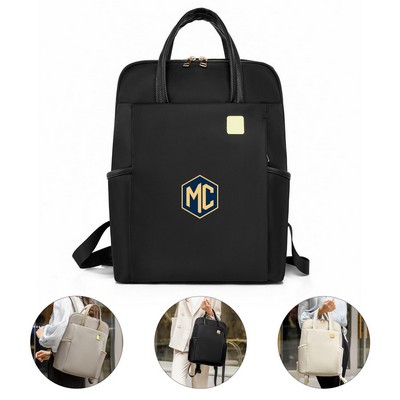 PU Solid Color Waterproof Laptop Backpack