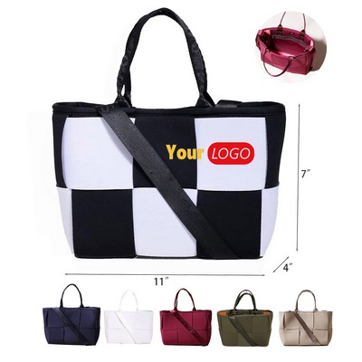Daily Use Neoprene Crossbody Tote Bag with Patchwork Design