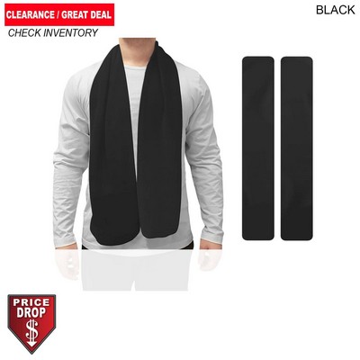 Black Scarf, Size 8"x60", Ultra Soft and Smooth Microfleece Fabric, Blank Only