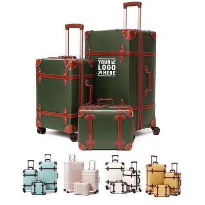3 Pieces 28" Men Women Luxury Cute Vintage Suitcase with TSA Lock