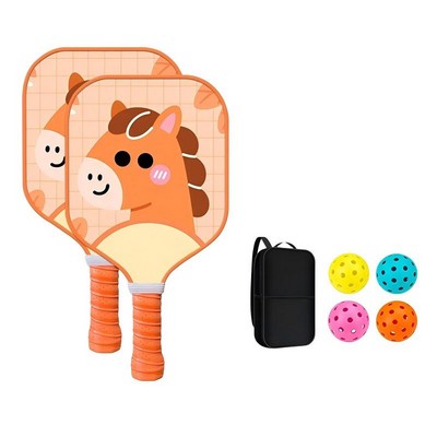 Youth Fiberglass Pickleball Racket Paddle & Ball Set w/ Carrying bag