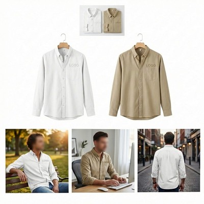 Mens Long Sleeve Collared Shirt (S-5XL)