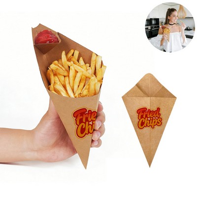 Disposable French Fries Cups Holder Paper Cones with Dipping Cup