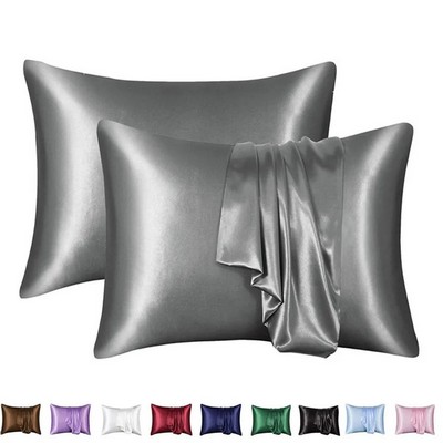 2 Pack Simulated Silk Pillowcases