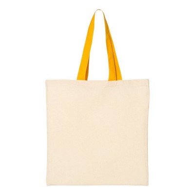 Q-Tees Economical Tote With Contrast-Color Handles - QTB6000