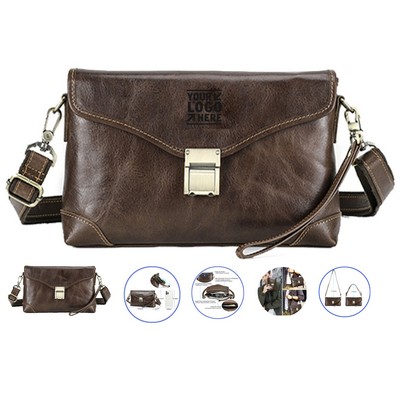 Secure Leather Crossbody Messenger Bag