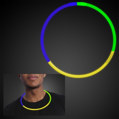 22" Tri Color Glow Necklaces, Blue/Green/Yellow - BLANK