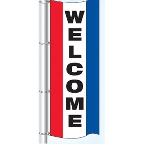 Single Faced Stock Message Interceptor® Drape Flag (Welcome)