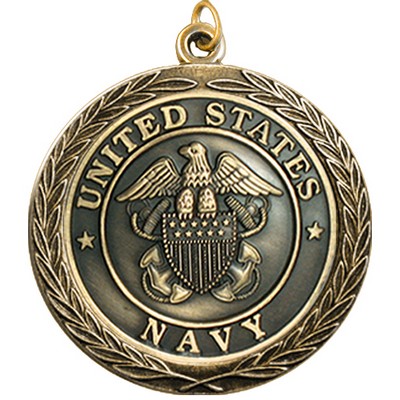 Stock Medal w/ Round Edge & Wreath (US Navy) 2 1/2"
