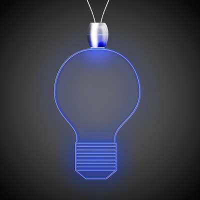 24" Blue Light Bulb Light-Up Pendant Necklace(Pad Printed)