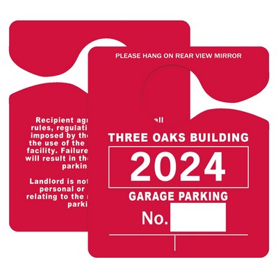 Hanging Parking Permit | Rectangle | 3" x 3 1/2" | .035" White Plastic